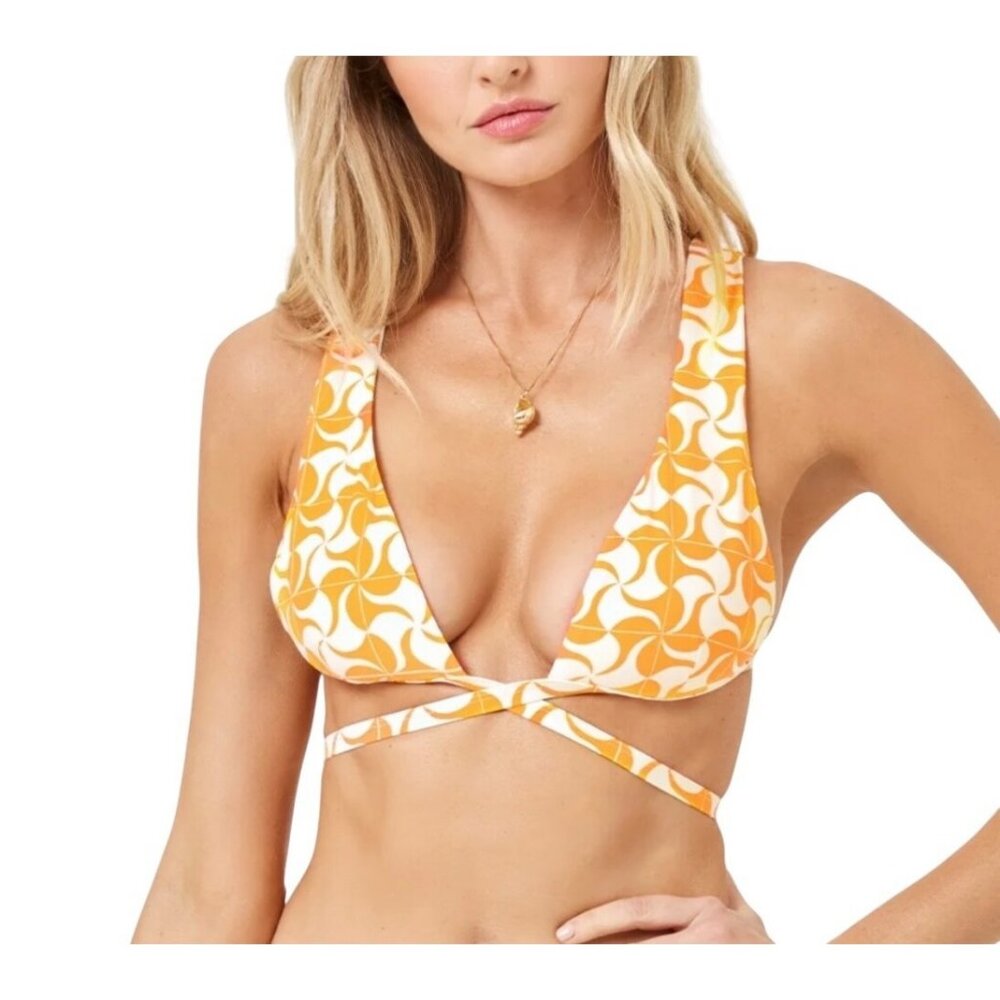 L*SPACE Womens Size M Avery Orange Sherbet Swim Bikini Top